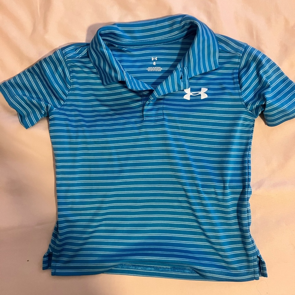 Under Armour Boys' Aqua Blue Striped Polo